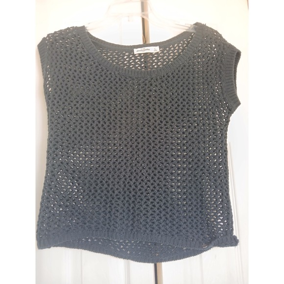 Abercrombie & Fitch Sweaters - Abercrombie & Fitch Short Sleeve Sweater Womens Crochet Knit Old Money Capsule L